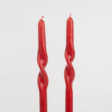 Twisted Taper Beeswax Candle in Red (Set of 2)