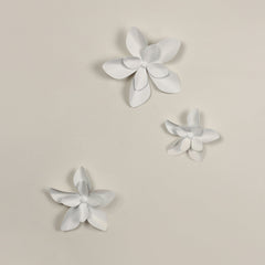 Fol & Yasmine Brass Wall Art in White (Set of 3)