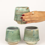 Mint Green Ribbed Clay Cup