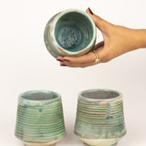Mint Green Ribbed Clay Cup