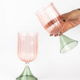 Ribbed Wine Pyrex Glass
