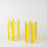 Yellow Stripe Pyrex Glass Cup