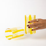 Yellow Stripe Pyrex Glass Cup