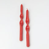 Twisted Taper Beeswax Candle in Red (Set of 2)