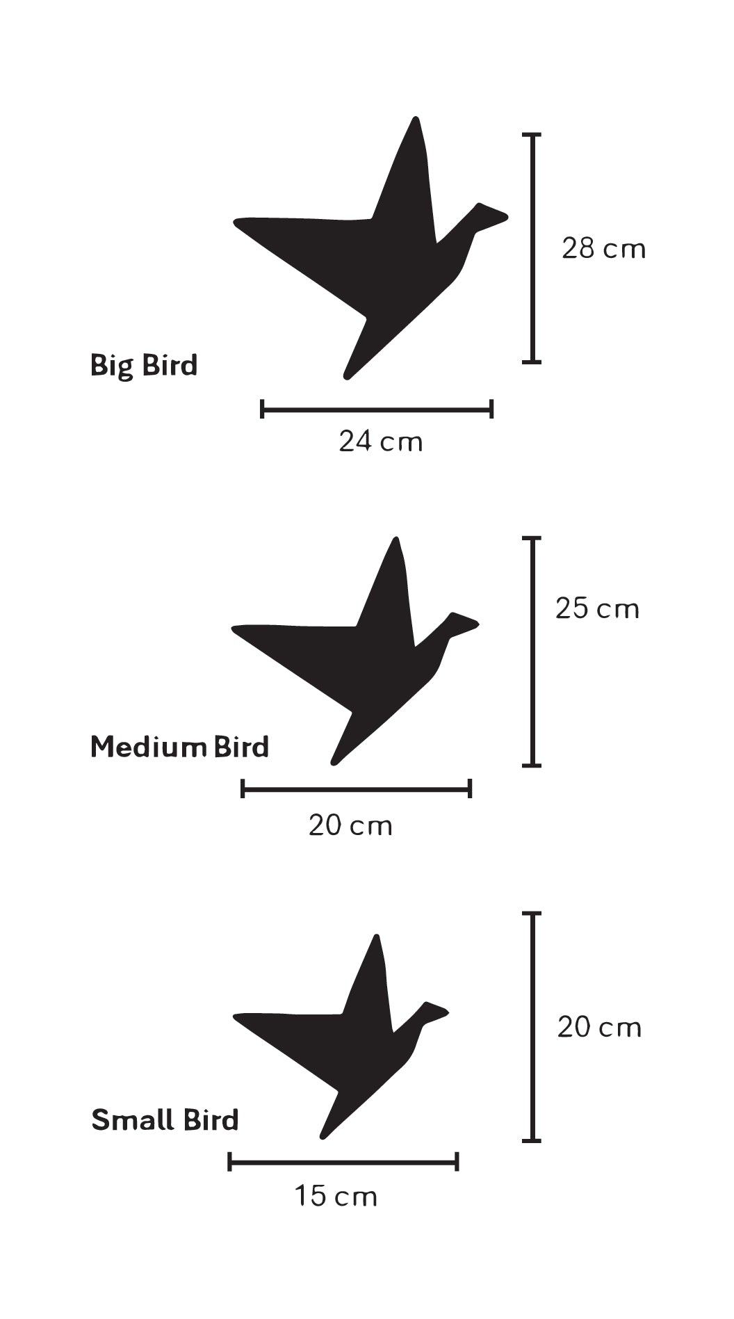 Dimensions of the three geometric pigeons wall art 